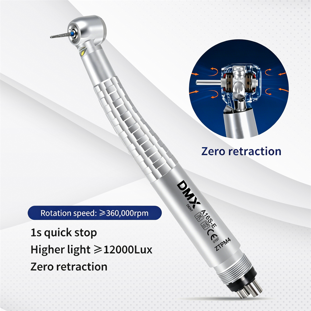 DMXDENT A16S-E ZTPB2/M4 Dental LED E-generator High Speed  Air Turbine Handpiece Free Retraction 4 Water Spray