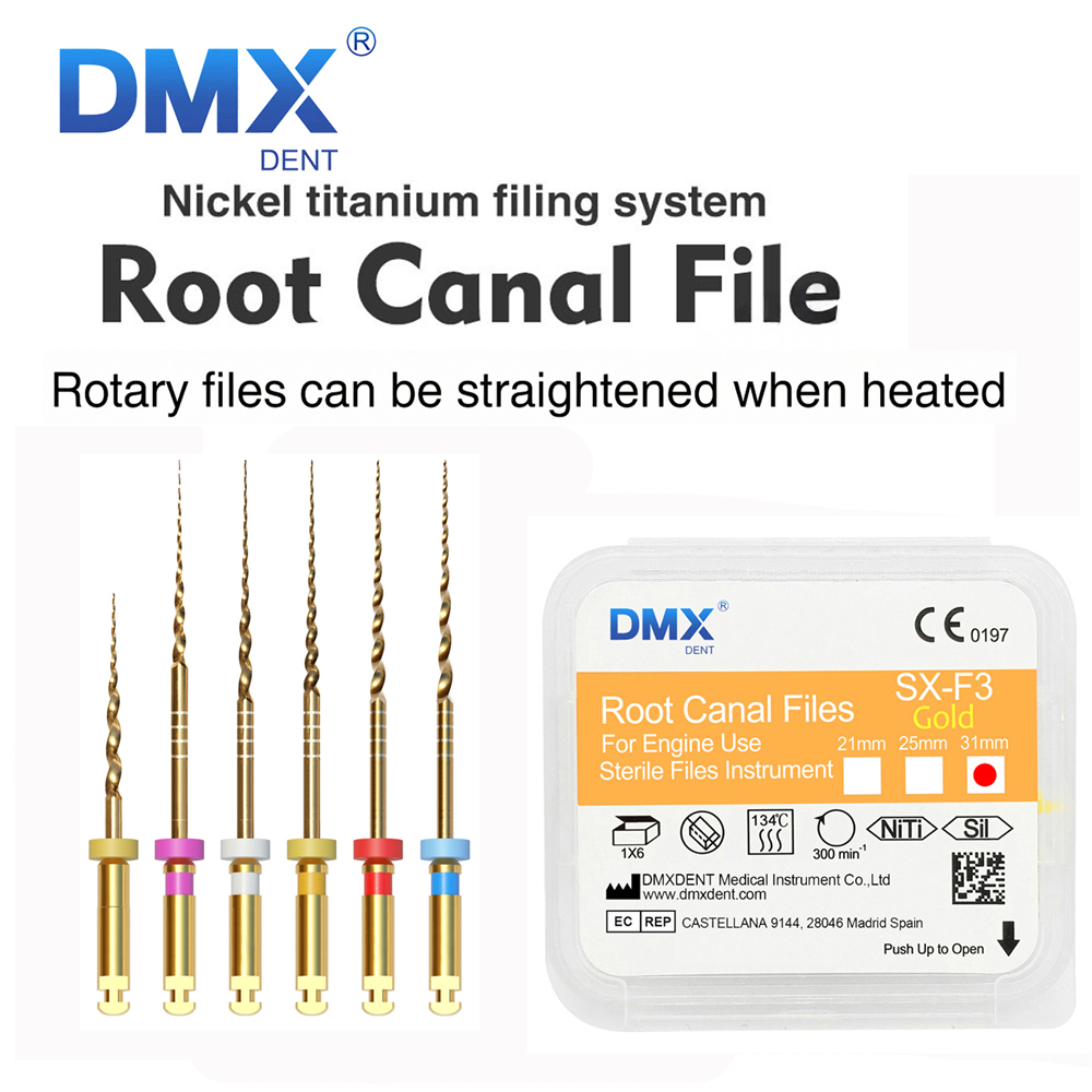 DMXDENT Dental Root Canal Gold Taper NITI Files Endodontic Rotary
