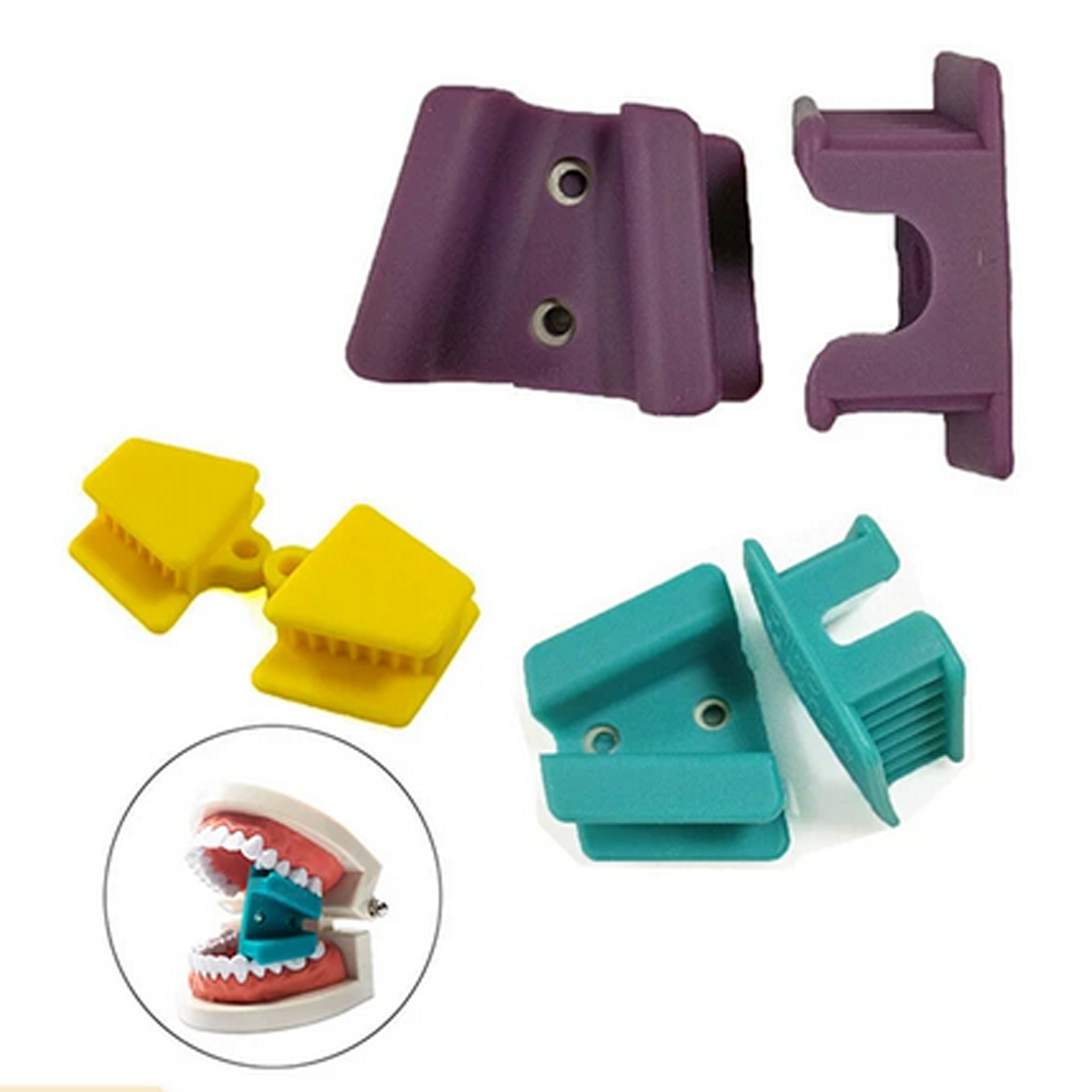 2pcs Dental Silicone Mouth Bite Blocks Props Small Medium Large for Teeth