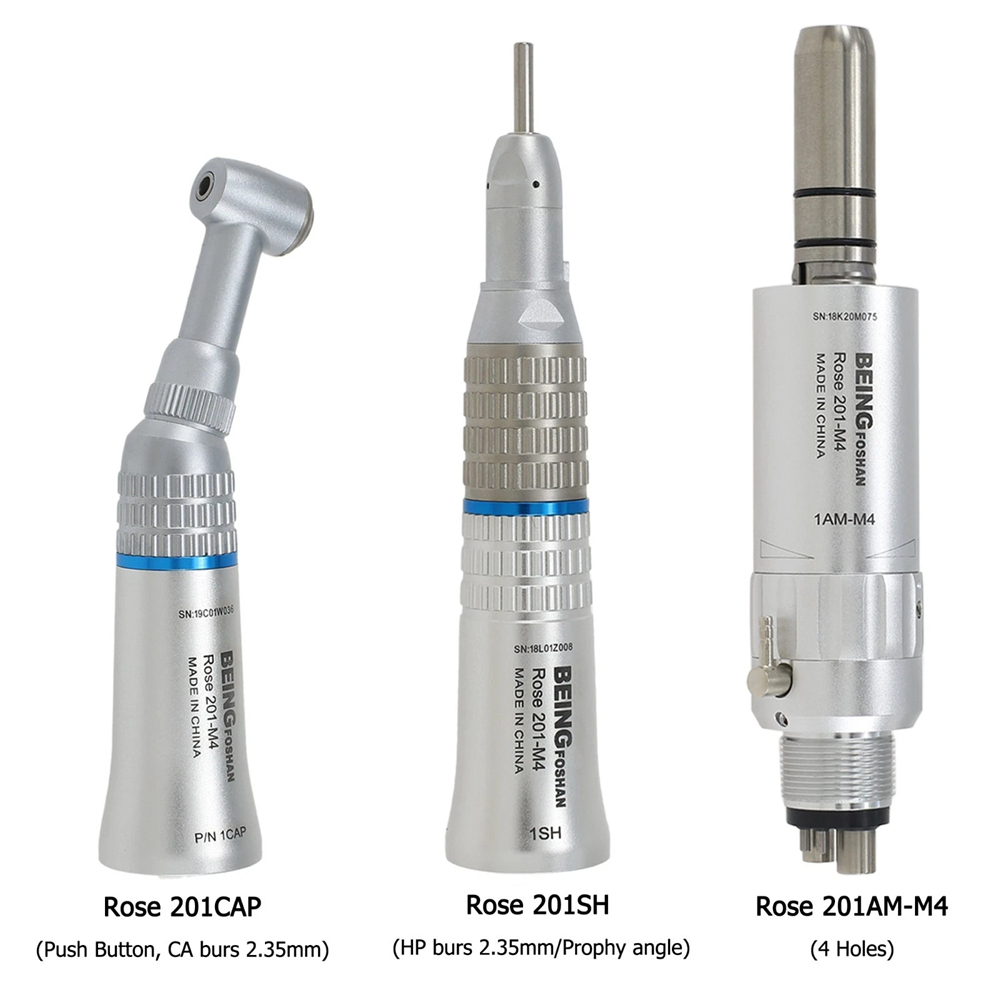 BEING Dental Low Slow Speed Straight Handpiece Air Motor Contra Angle 4 Hole Fit NSK