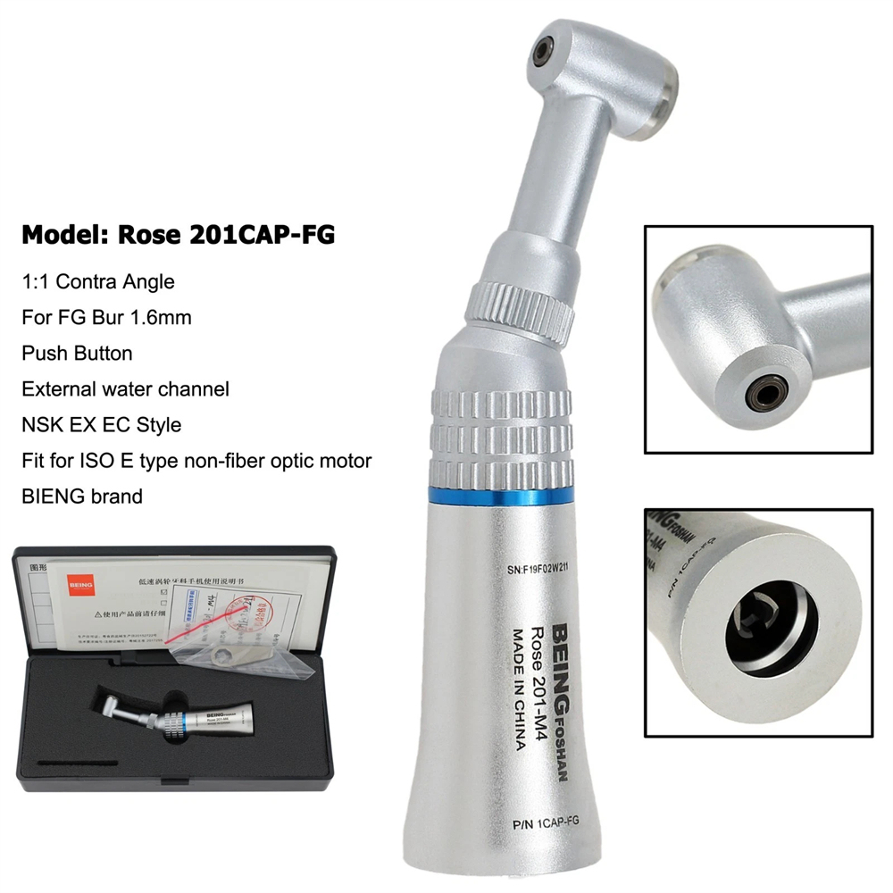 BEING Dental Low Slow Speed Straight Handpiece Air Motor Contra Angle 4 Hole Fit NSK