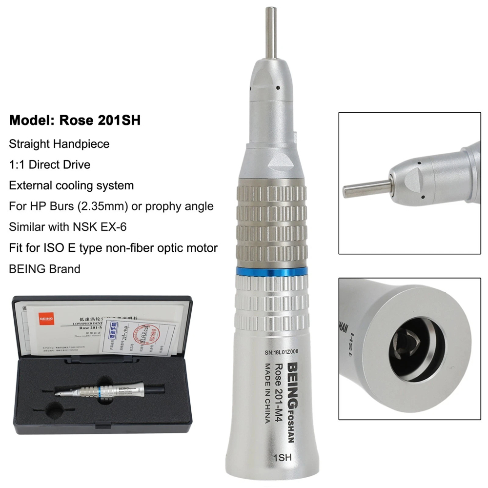 BEING Dental Low Slow Speed Straight Handpiece Air Motor Contra Angle 4 Hole Fit NSK