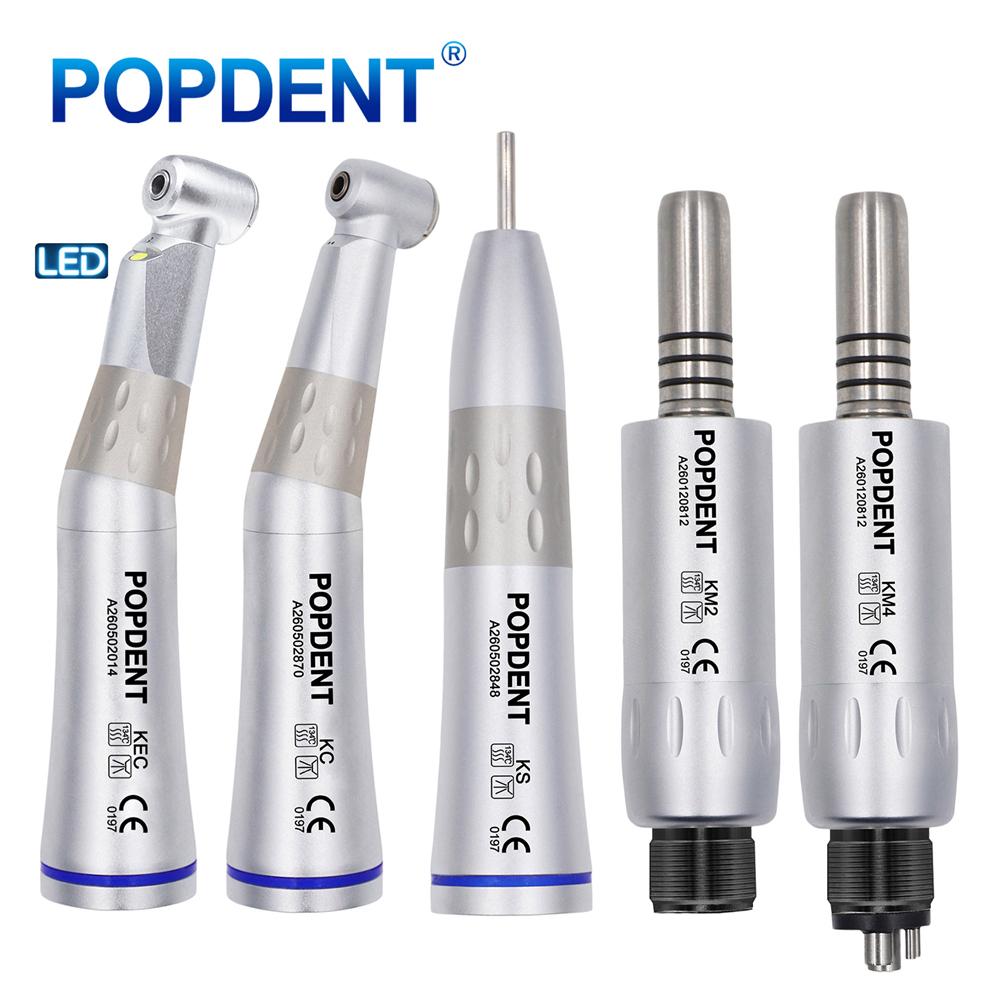 POPDENT Dental Slow Low Speed Handpiece Straight Contra Angle Air Motor 4/2Holes
