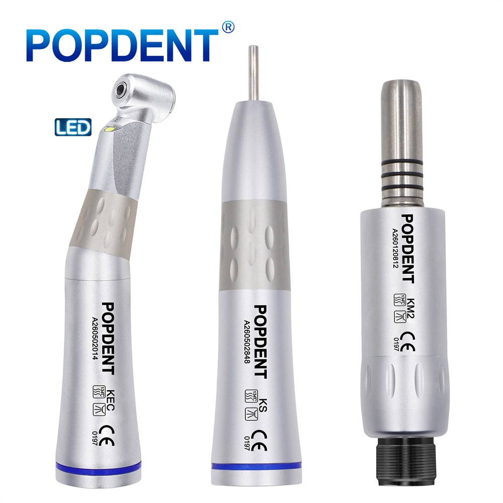 POPDENT Dental Slow Low Speed Handpiece Straight Contra Angle Air Motor 4/2Holes
