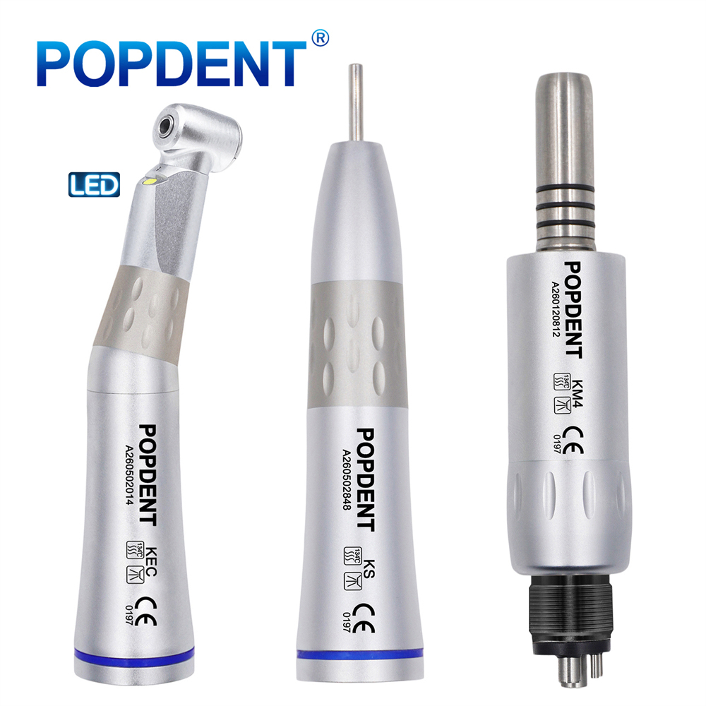 POPDENT Dental Slow Low Speed Handpiece Straight Contra Angle Air Motor 4/2Holes