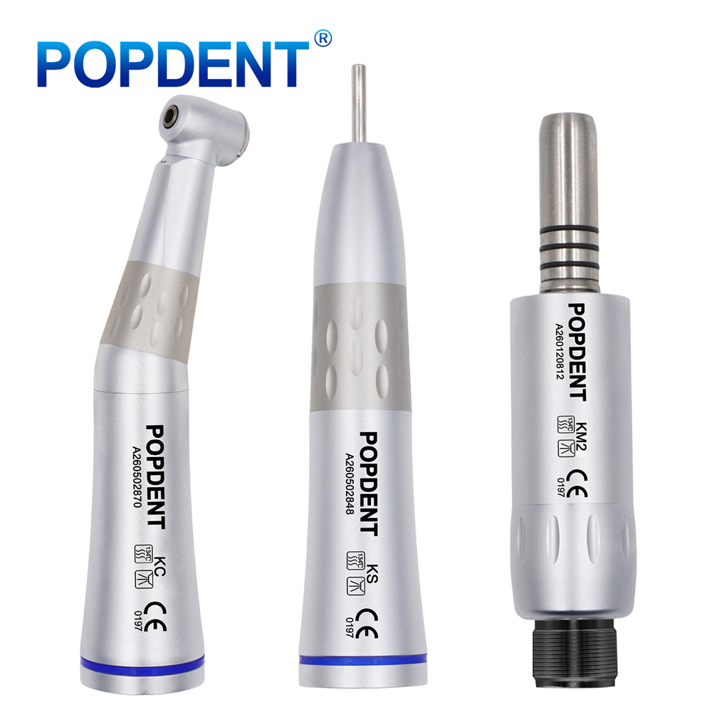 POPDENT Dental Slow Low Speed Handpiece Straight Contra Angle Air Motor 4/2Holes