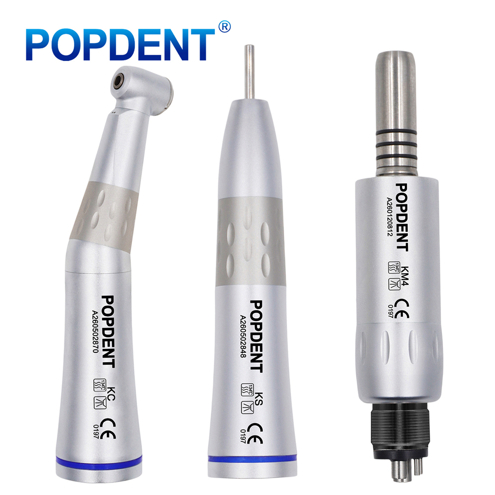 POPDENT Dental Slow Low Speed Handpiece Straight Contra Angle Air Motor 4/2Holes