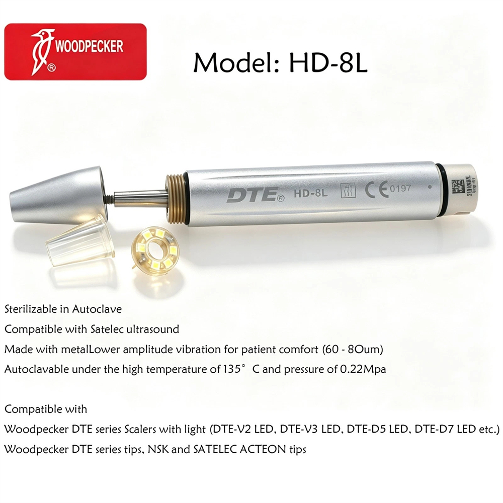 Woodpecker DTE HD-8L LED Ultrasonic Piezo Scaler Handpiece for D600 S6 LED