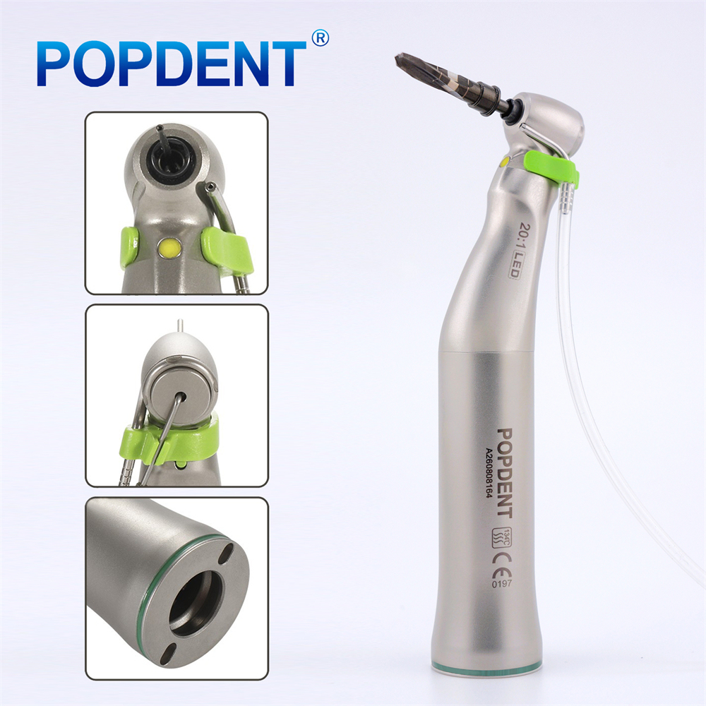 POPDENT Dental 20:1 Implant Handpiece E-generator LED Contra Angle Fit Surgical Implant Motor