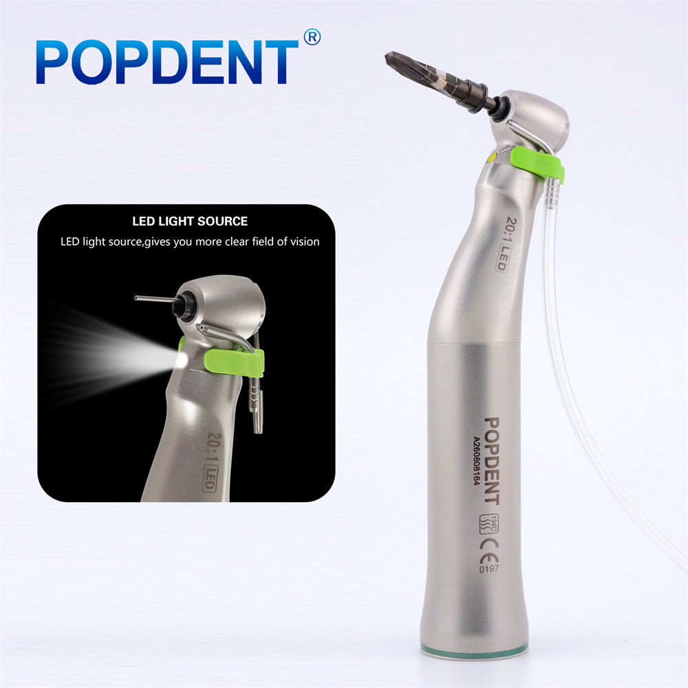POPDENT Dental 20:1 Implant Handpiece E-generator LED Contra Angle Fit Surgical Implant Motor