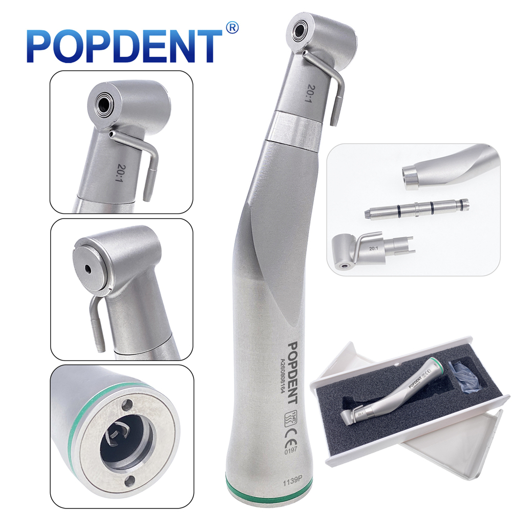 POPDENT Dental Implant 20:1 Reduction Surgical Contra Angle Low Speed Handpiece External Water
