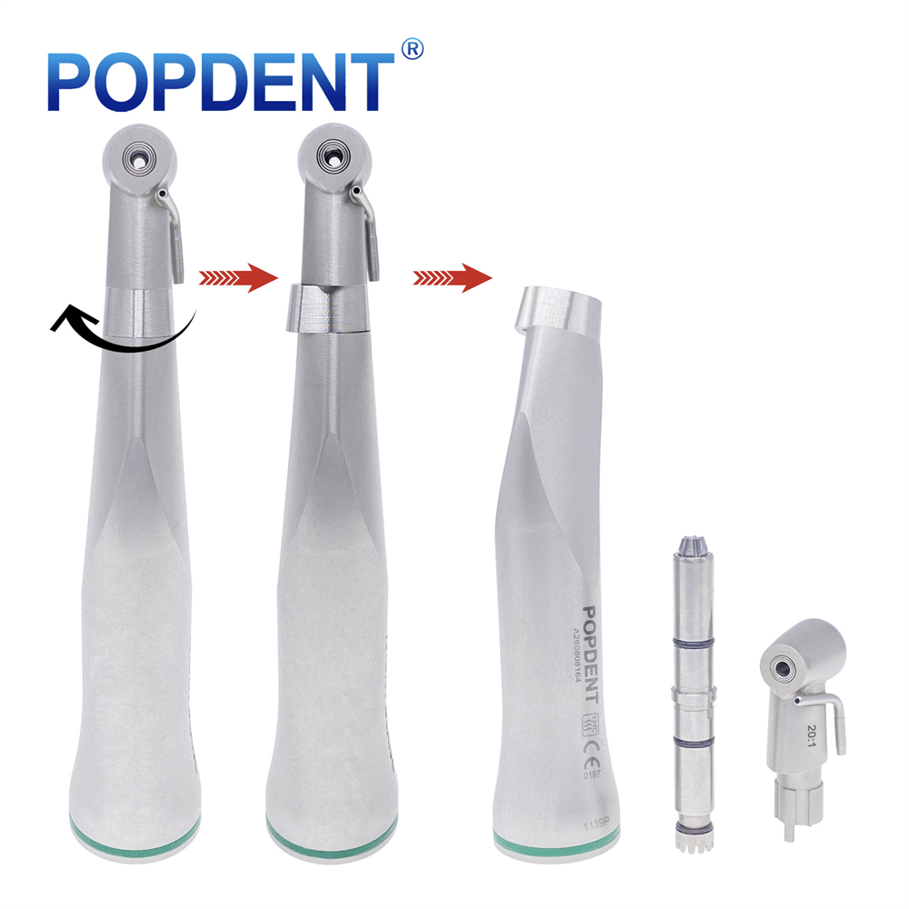 POPDENT Dental Implant 20:1 Reduction Surgical Contra Angle Low Speed Handpiece External Water