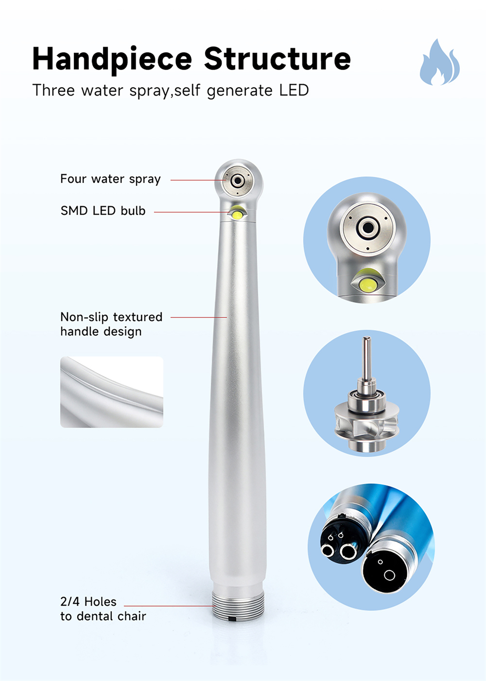 DMXDENT S16-E Dental E-generator LED High Speed Handpiece Standard/Torque Head
