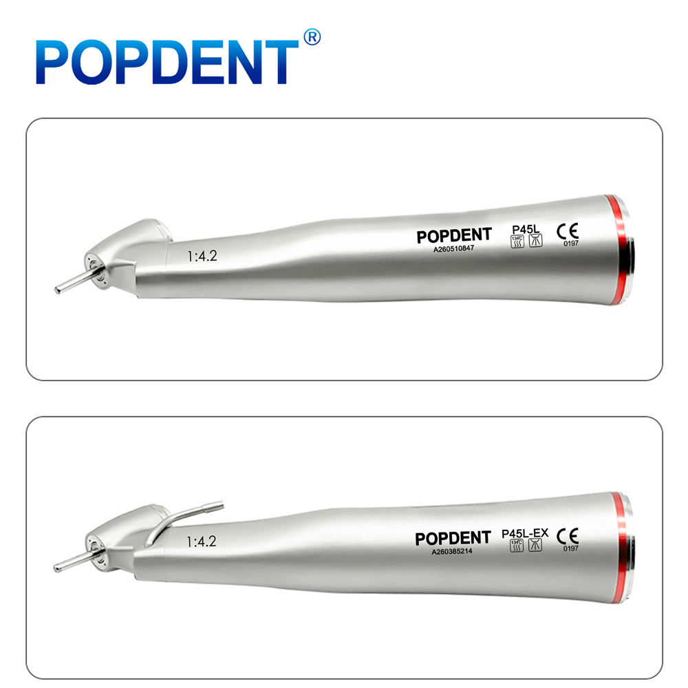 POPDENT Dental 45 Degree 1:4.2 Increasing Fiber Optic Electric Contra Angle Handpiece