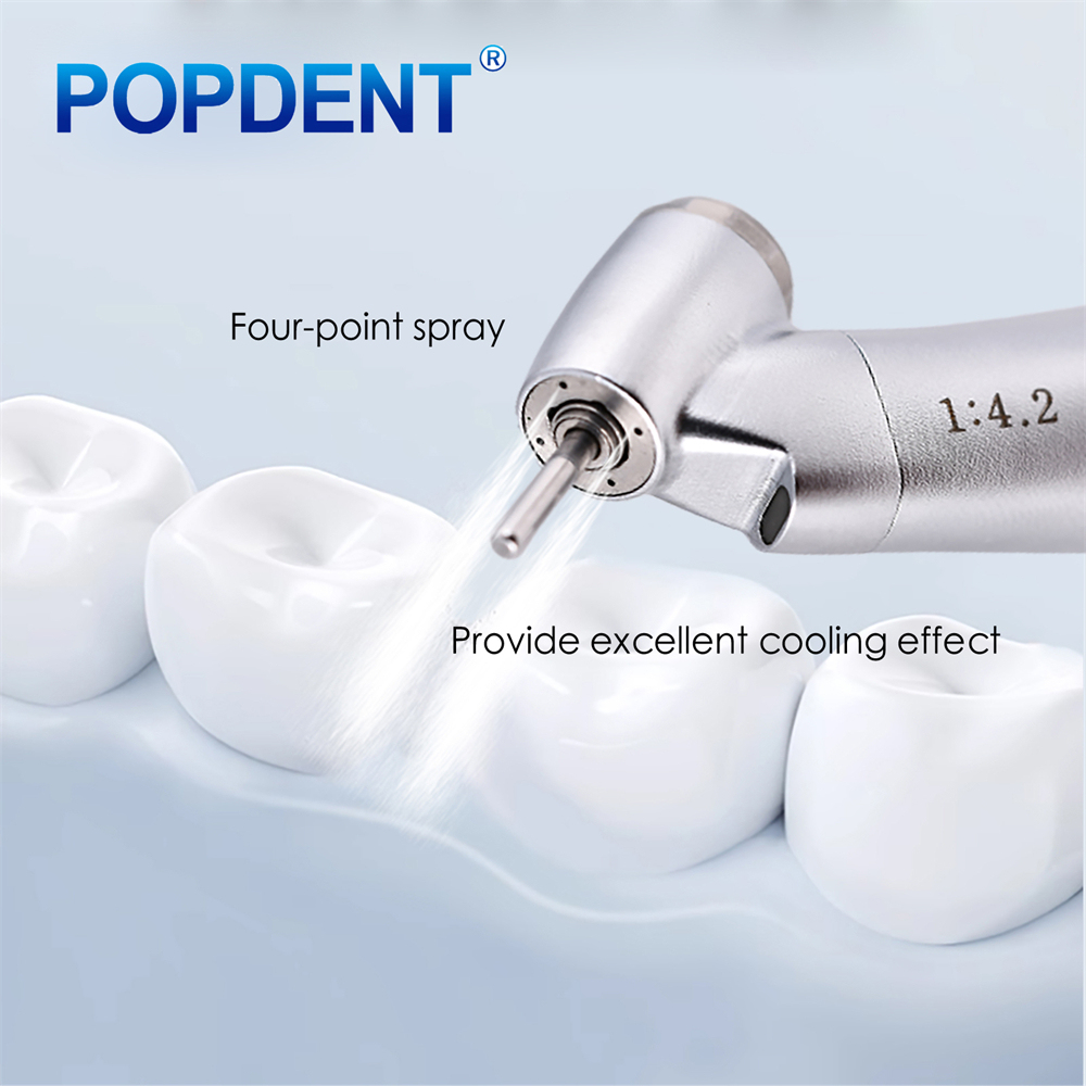 POPDENT Dental 45 Degree 1:4.2 Increasing Fiber Optic Electric Contra Angle Handpiece