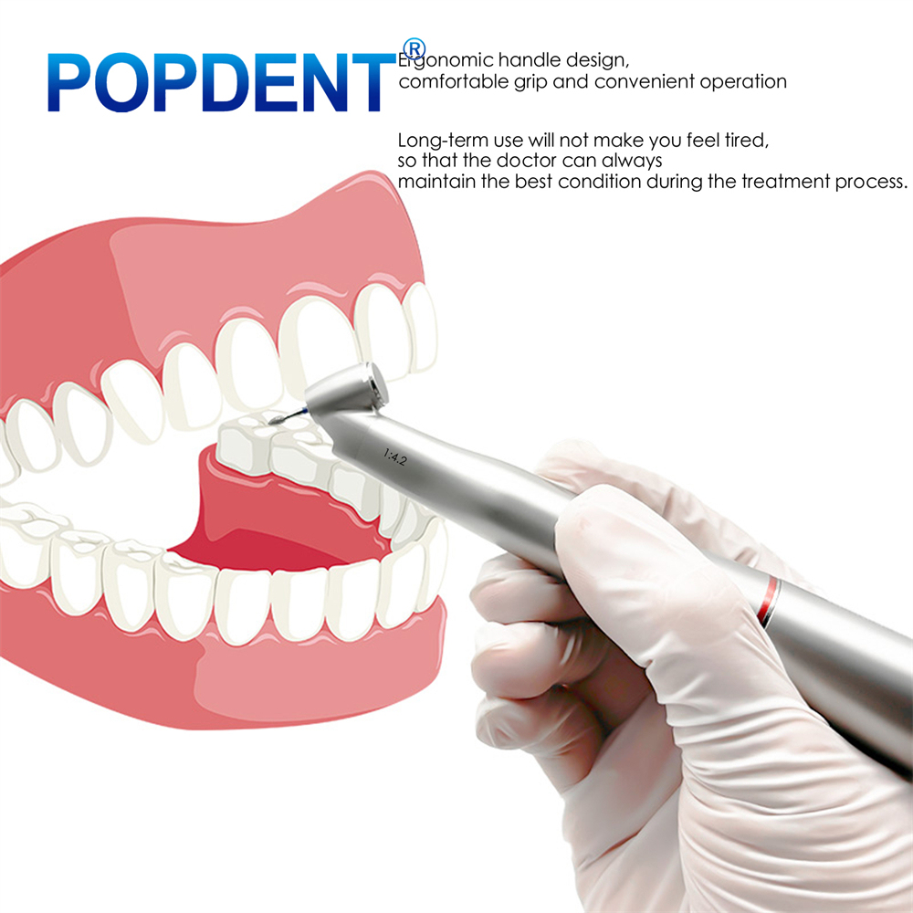 POPDENT Dental 45 Degree 1:4.2 Increasing Fiber Optic Electric Contra Angle Handpiece
