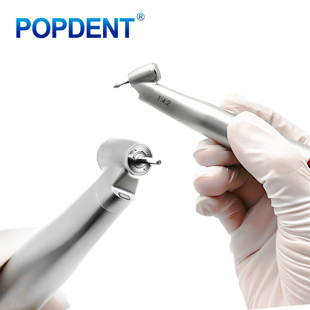 POPDENT Dental 45 Degree 1:4.2 Increasing Fiber Optic Electric Contra Angle Handpiece