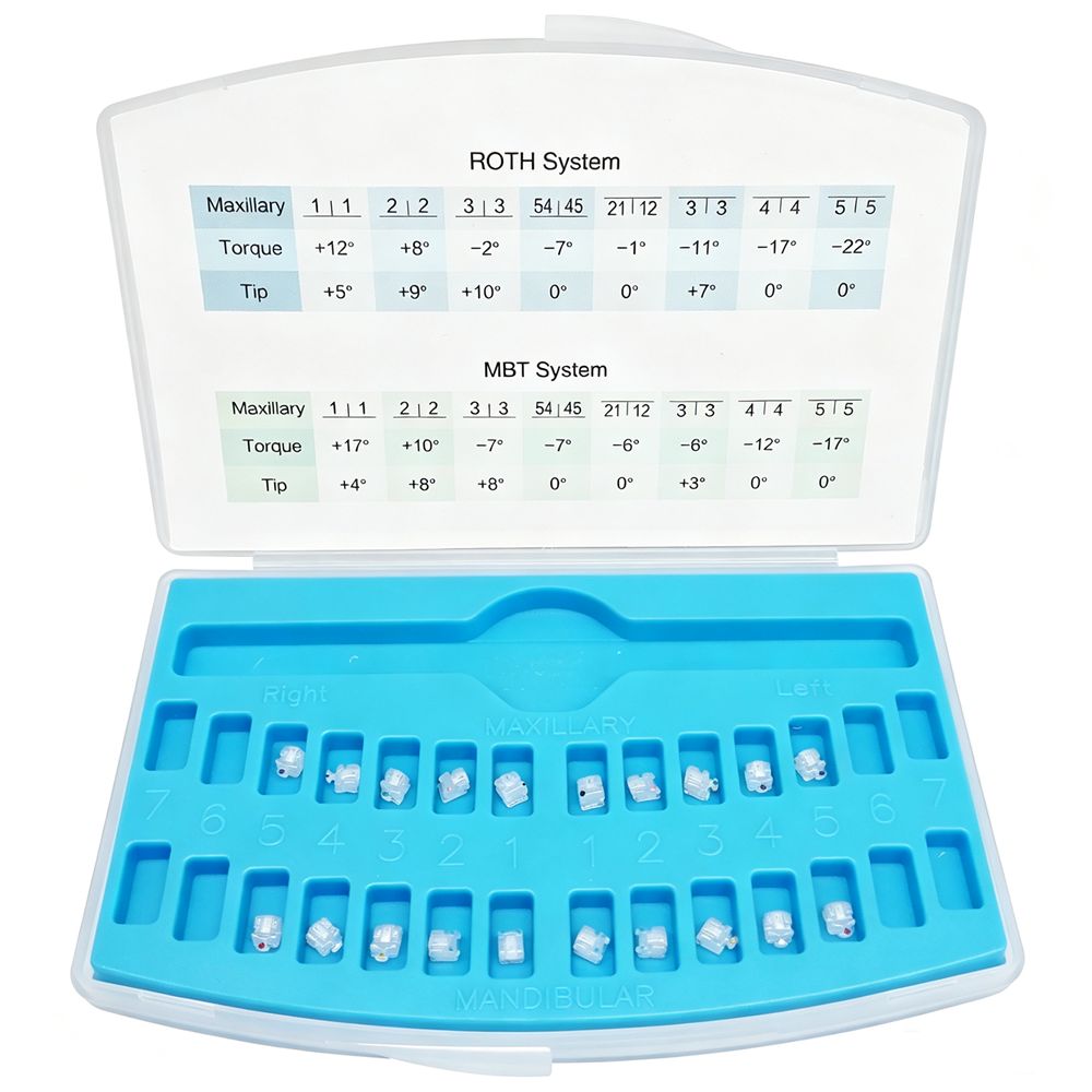 MacDent Dental Orthodontic Ceramic Self Ligating Brackets Clear MBT/ROTH 022 Hooks 345