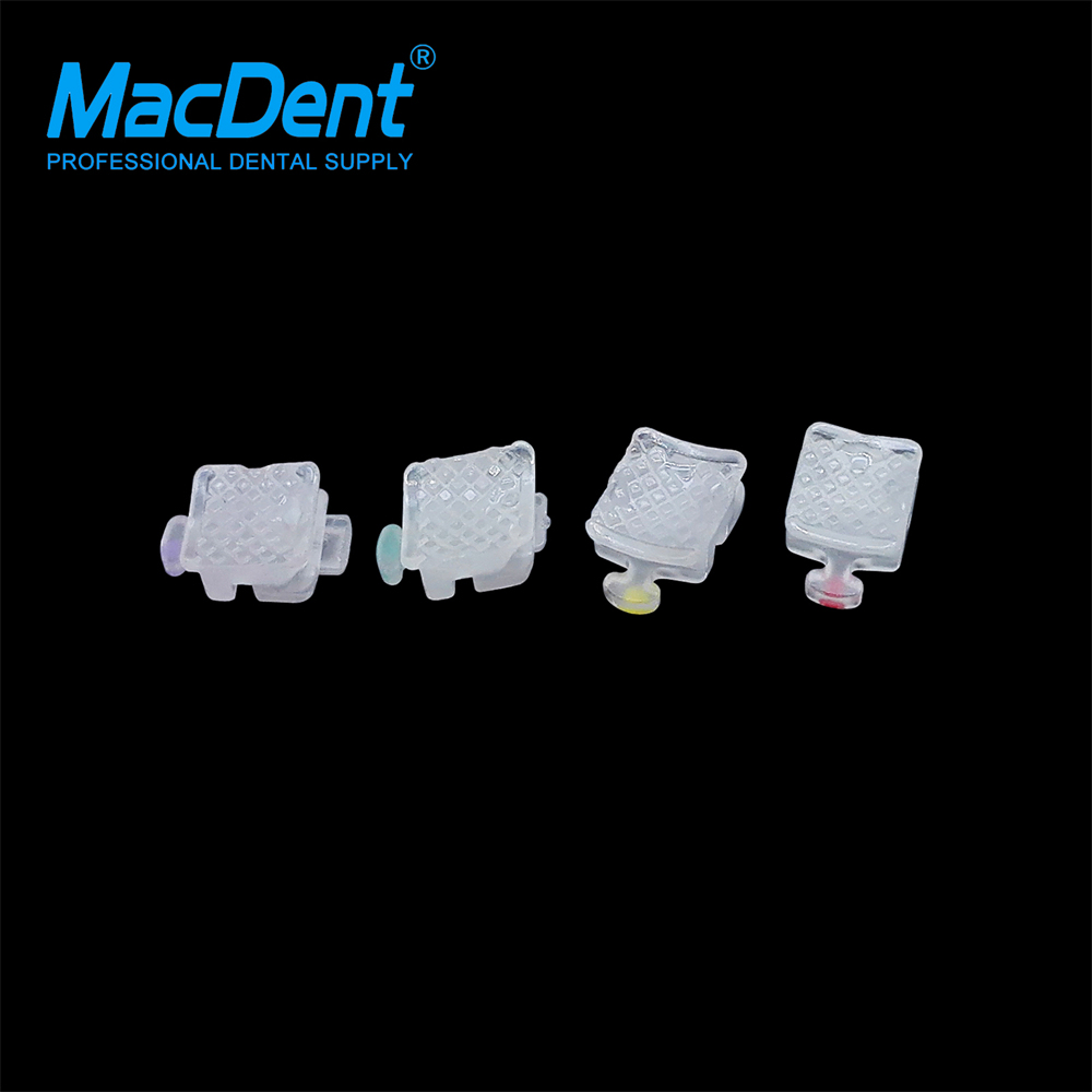 MacDent Dental Orthodontic Ceramic Self Ligating Brackets Clear MBT/ROTH 022 Hooks 345