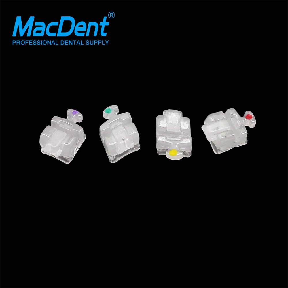 MacDent Dental Orthodontic Ceramic Self Ligating Brackets Clear MBT/ROTH 022 Hooks 345