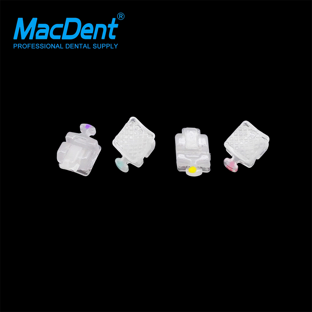 MacDent Dental Orthodontic Ceramic Self Ligating Brackets Clear MBT/ROTH 022 Hooks 345