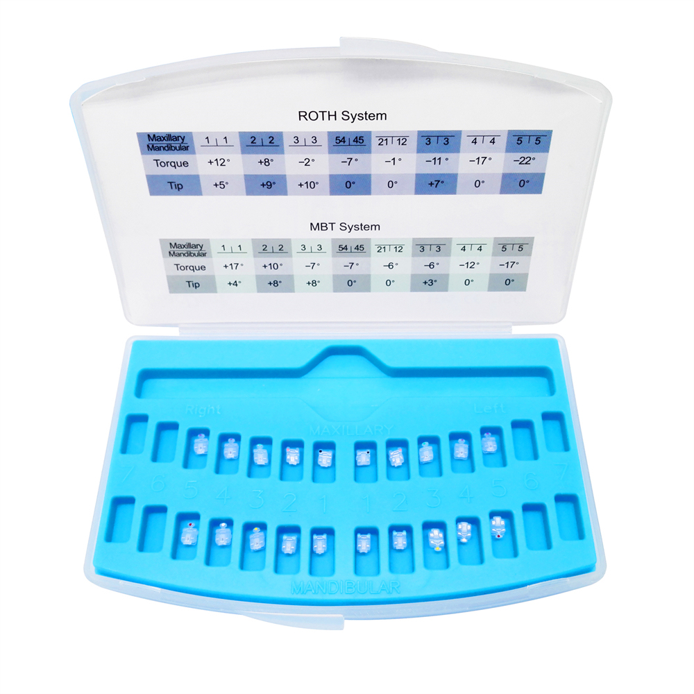 MacDent Dental Orthodontic Ceramic Self Ligating Brackets Clear MBT/ROTH 022 Hooks 345