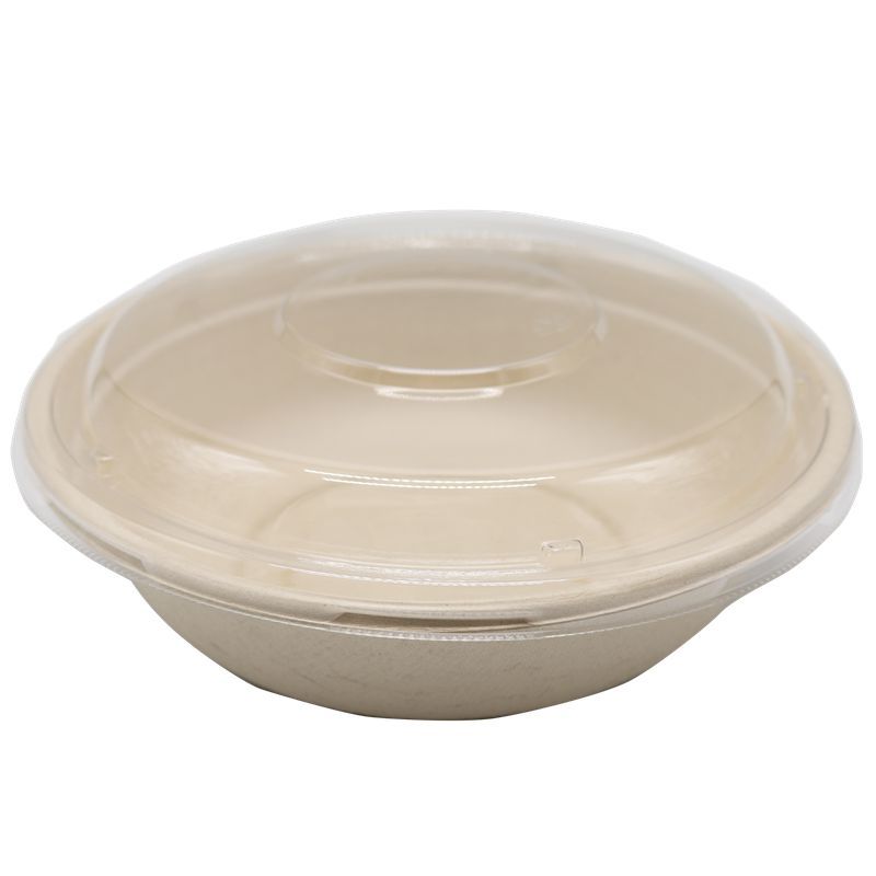 Bagasse Round Container 32oz With PET Lid 1x300pcs