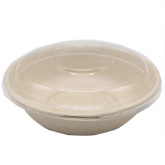 Bagasse Round Container 32oz With PET Lid 1x300pcs