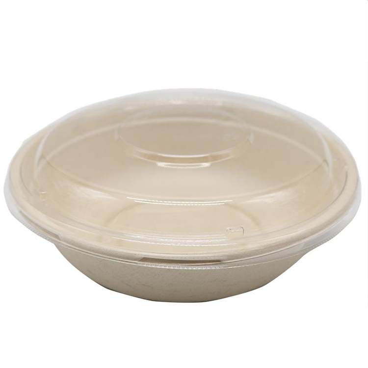 Bagasse Round Container 32oz With PET Lid 1x300pcs