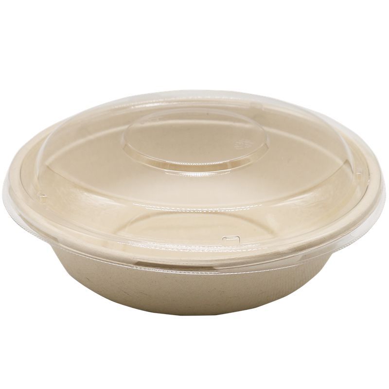 Bagasse Round Container 32oz With PET Lid 1x300pcs