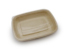 Bagasse Rectangle Container 750ml with PET Lid 1x300
