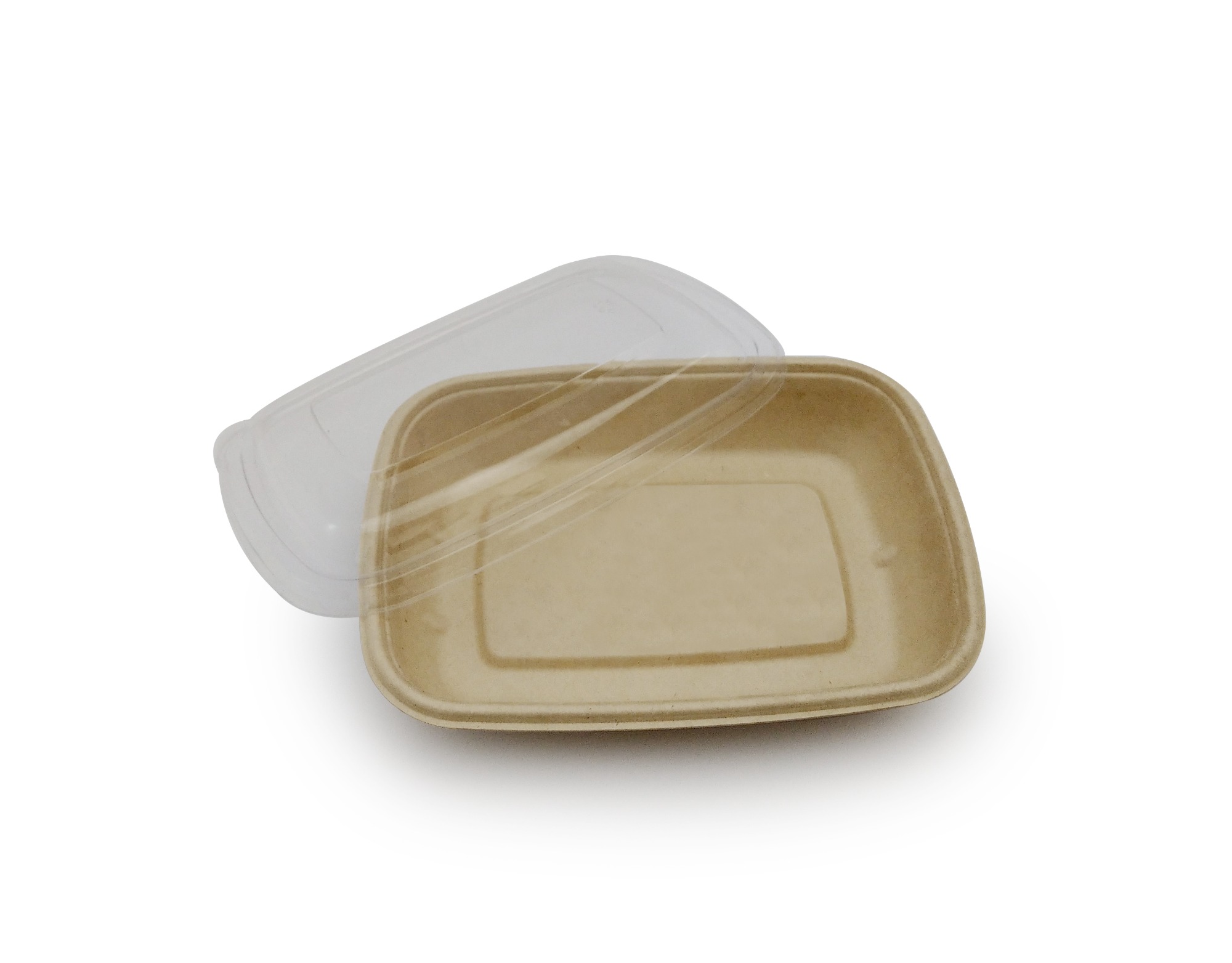 Bagasse Rectangle Container 1000ml with PET Lid 1x300