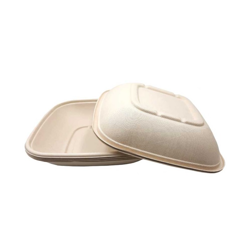 Bagasse Square Container 32oz With PET lid 1x300pcs