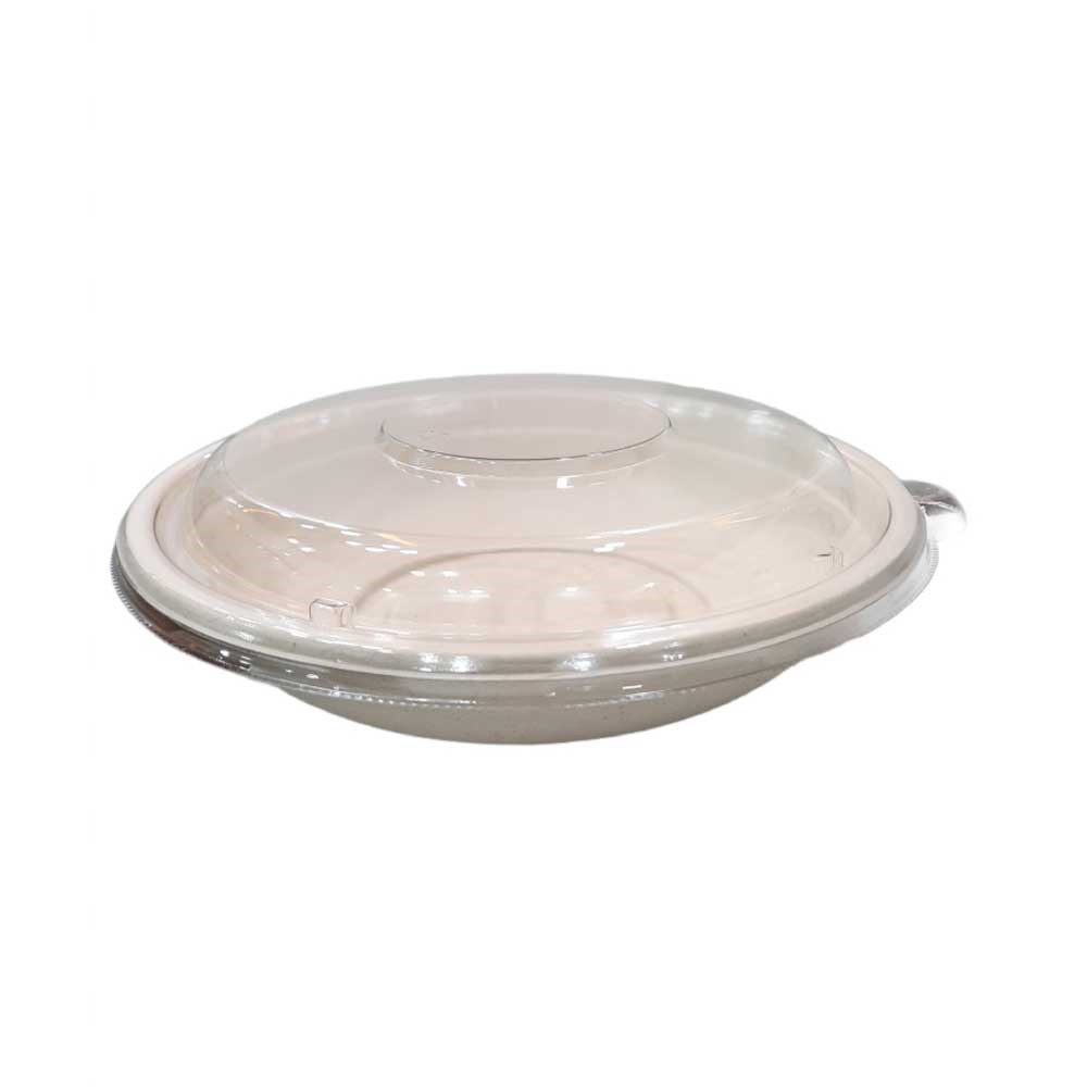 Bagasse Round Container 24oz With PET Lid 1x300pcs