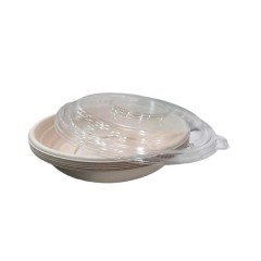 Bagasse Round Container 24oz With PET Lid 1x300pcs