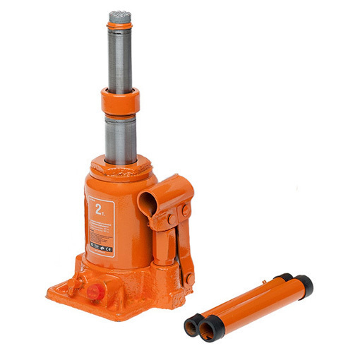 2T hydraulic double ram bottle jack with 2000kg lifting capacity