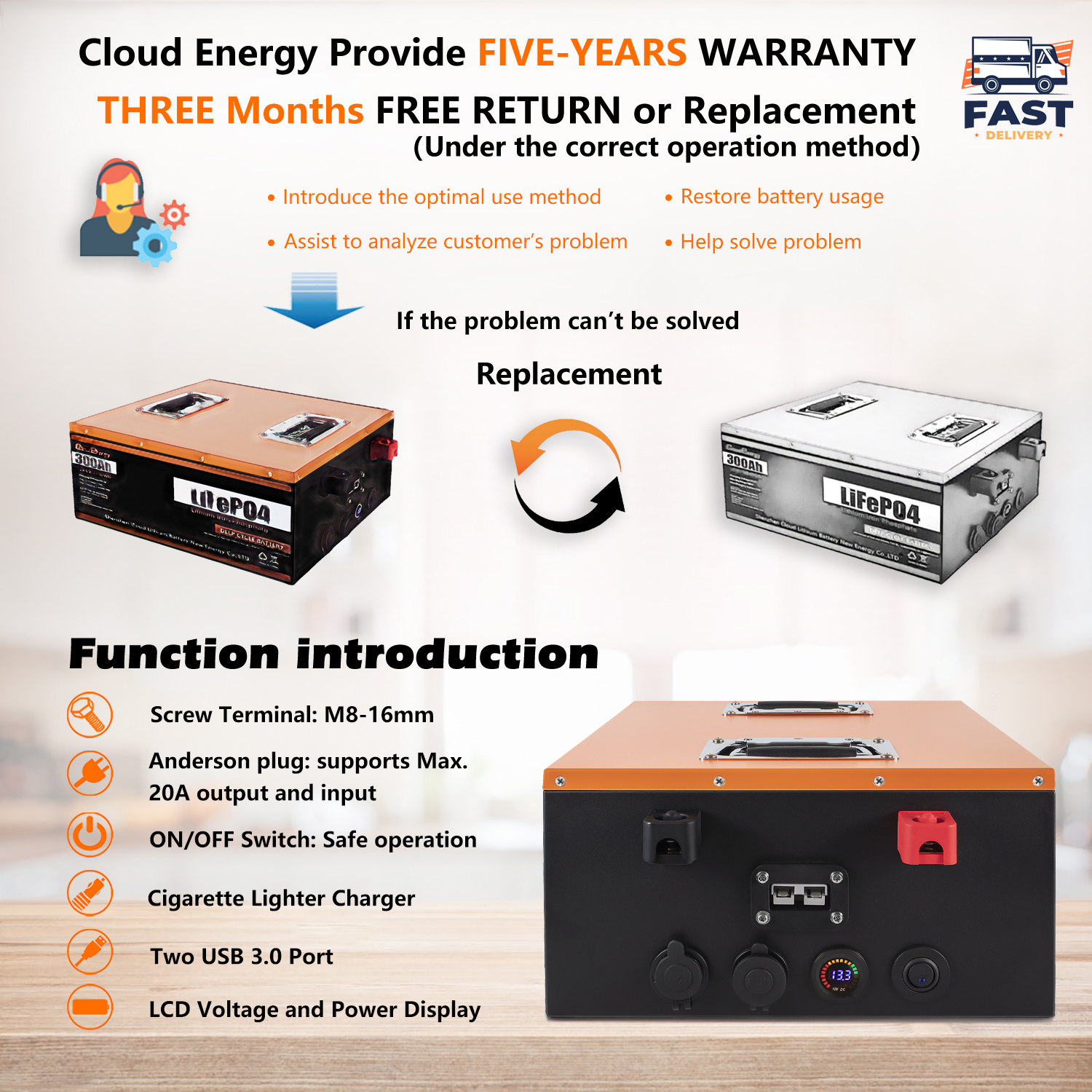 12.8V 300Ah LiFePO4 battery product image 2