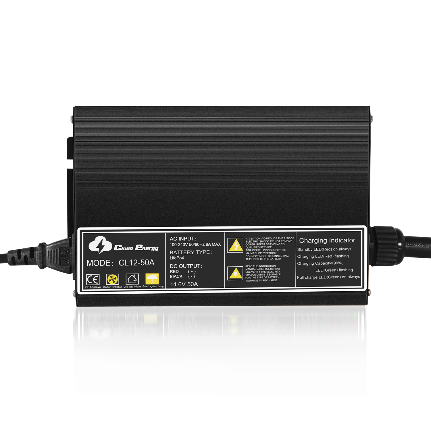 Cloudenergy 12V-50A Battery Charger Front View