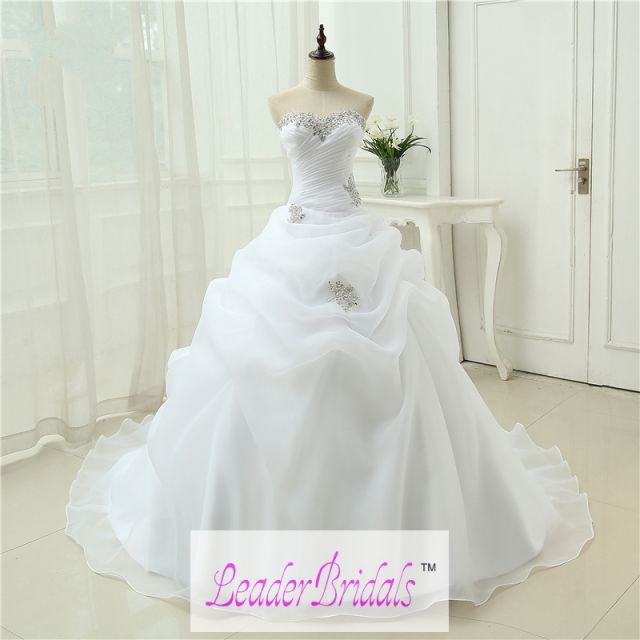 Hot Sale New Arrival Vestido De Noiva A Line Bridal Gown Beading White Ivory Wedding Dress  Robe De Mariage Casamento WB45