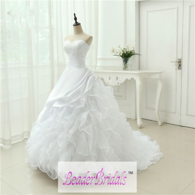 Classic Style Vestidos De Noiva A Line Robe De Mariage Strapless Applique Bridal Gown Wedding Dress Chapel Train  WB44