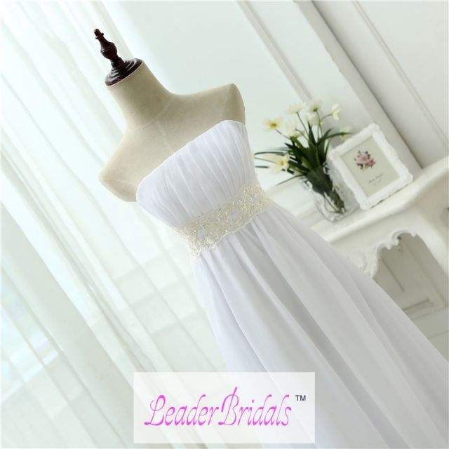 Strapless Wedding Dress  Empire Suit Pregnant Women Vestidos Chiffon Casamento White Ivory Long Wedding Dresses WEZ01