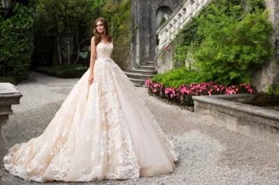 Strapless Bridal Ball Gown Panel Train Wedding Dress C22081