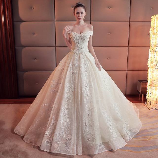 Summer China White Bridal Gowns 2022 Lace Wedding Dress For Women Bridal Classic Wedding Dresses C2401