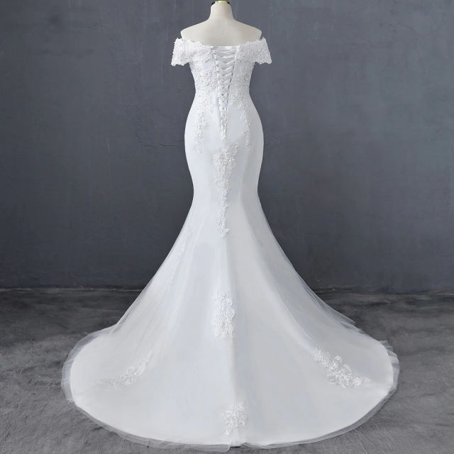 Sweetheart Boat neck style mermaid wedding dress wedding gowns marriage bride dress vestidos de novia robe de mariee white dress C2529