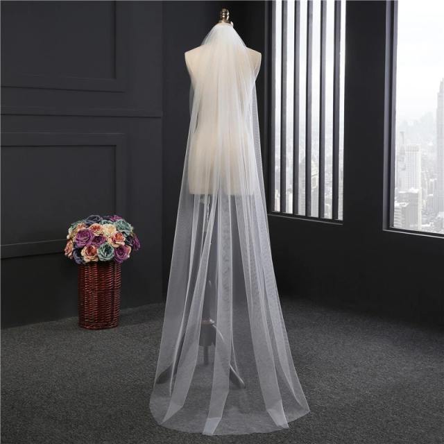 Cheap Real Photos 3M or 2M White/Ivory Wedding Veil One-layer long Bridal Veil Head Veil Wedding Accessories Hot Sell C27021