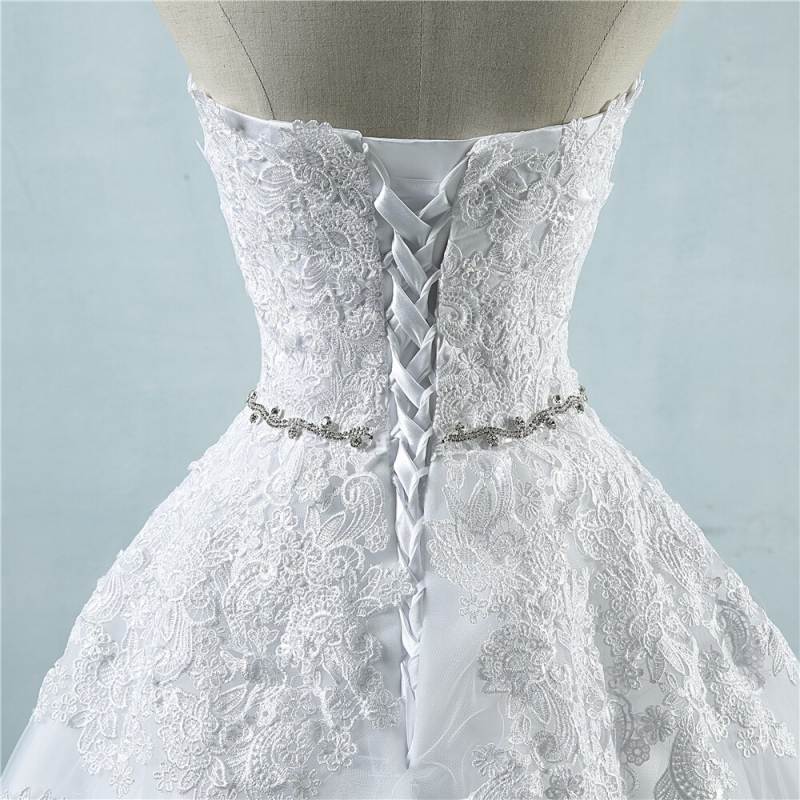 Lace Flower Sweetheart White Ivory Fashion Sexy 2021 Wedding Dresses For Brides Plus Size Maxi 2-26W C2810