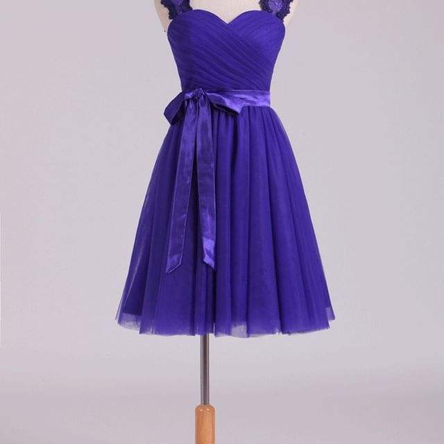 Dark royal blue Dresses Straps Strapless short style dresses off the shoulder homecoming dress C2913