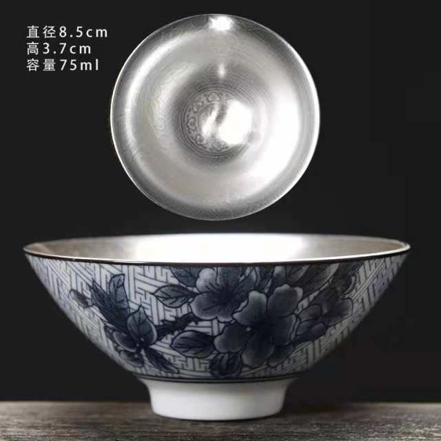 Silver gilt Blue and white porcelain Tureen
