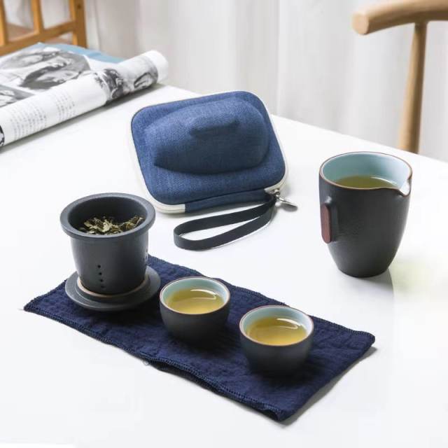 Black Pottery Portable Tea cup (7pcs)