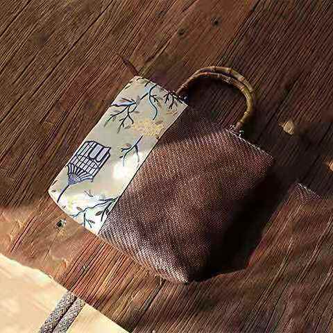 Zen tea handmade plaited straw portable bag